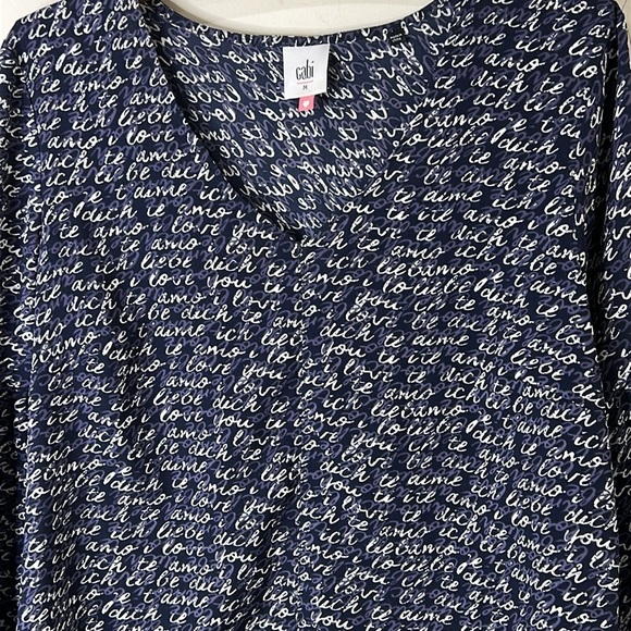 CAbi 5336 Te Amo Blouse Blue White Size Medium - Picture 13 of 16